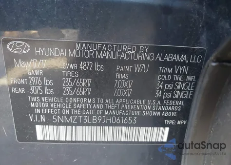2018 Hyundai Santa Fe Sport 2.4L from USA, damaged, VIN 5NMZT3LB9JH061653